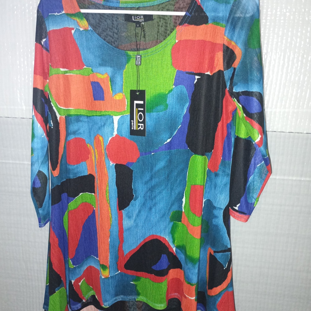 IOR Multicolor Abstract Print Women's Tunic in Blue, Green & Red